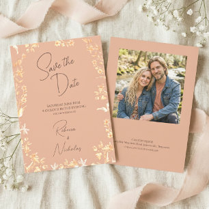 Save The Date Fleurs sauvages élégantes terracotta poussiéreuses