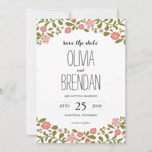 Save The Date Fleurs Sauvages en Fleur | Réservez la Date (Devant)