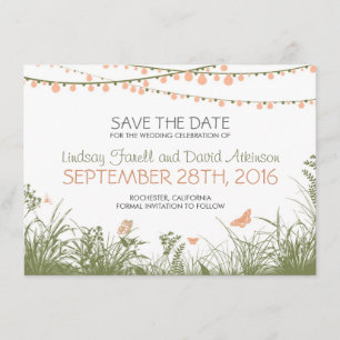 Save The Date fleurs sauvages et feux suspendus enregistrer les
