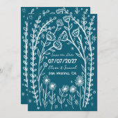 Save The Date Fleurs Sauvages Mariage Vignes Enregistrez la Date (Devant / Derrière)