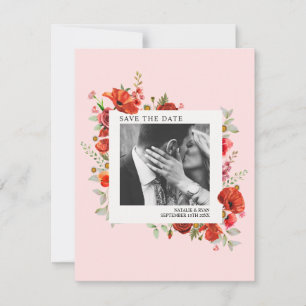 Save The Date Fleurs sauvages Pavot rose Mariage Photo Enregistr