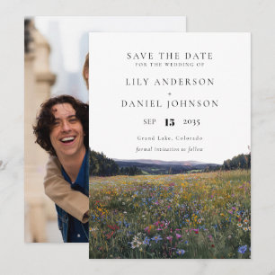 Save The Date Fleurs Sauvages Prairie Florale Photo Mariage