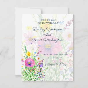 Save The Date Fleurs sauvages printanières colorées personnalisé