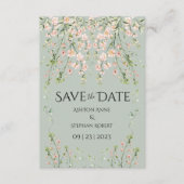 Save The Date Fleurs sauvages rose blush mariage vert sauge (Devant)