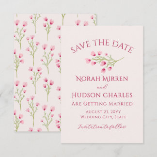 Save The Date Fleurs Sauvages Roses Romantiques Petit Mariage