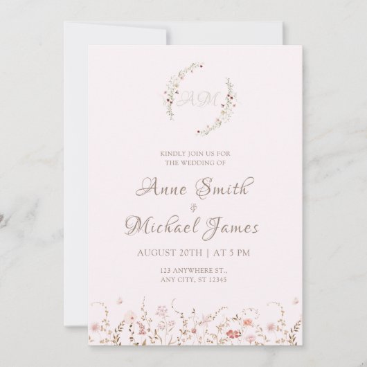 Save The Date Fleurs sauvages rustiques avec photo florale boho (Devant)