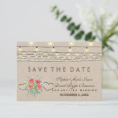 Save The Date Fleurs sauvages rustiques Mariage lin Enregistrer  (Debout devant)