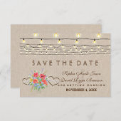 Save The Date Fleurs sauvages rustiques Mariage lin Enregistrer  (Devant / Derrière)