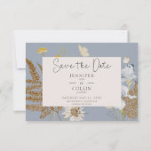 Save The Date Fleurs sauvages sur Mariage Dusty Blue (Devant)