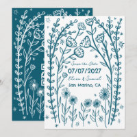 Fleurs Sauvages Vignes Mariage Enregistrer la Date