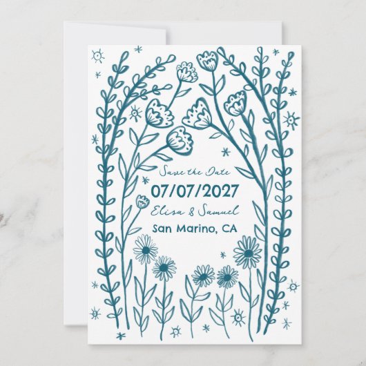 Save The Date Fleurs Sauvages Vines Mariage Enregistrer la Date (Devant)