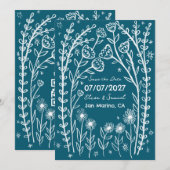 Save The Date Fleurs Sauvages Vines Mariage Enregistrer la Date  (Devant / Derrière)