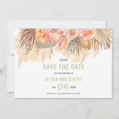 Save The Date Fleurs séchées et pampas herbe tachée sauge vert (Devant)