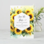 Save The Date Fleurs simples Mariage de tournesol (Debout devant)