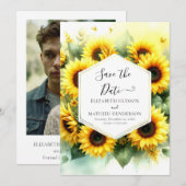 Save The Date Fleurs simples Mariage de tournesol (Devant / Derrière)