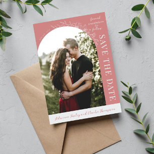 Save The Date Fleurs Simplicité 1 Rose Poussiéreuse Enregistrez