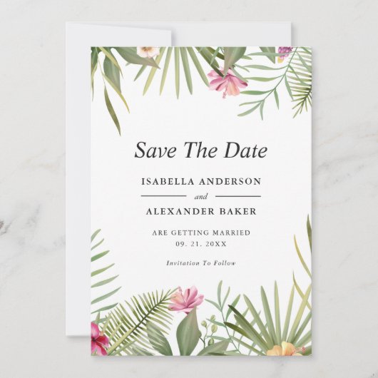 Save The Date Fleurs tropicales (Devant)