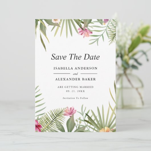 Save The Date Fleurs tropicales (Debout devant)