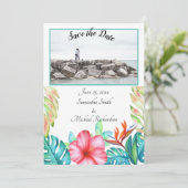 Save The Date Fleurs tropicales blanches Photo (Debout devant)