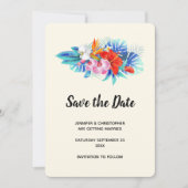 Save The Date Fleurs tropicales exotiques - Rose & Aqua (Devant)