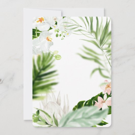 Save The Date Fleurs tropicales rose, sarcelle et orchidée (Dos)