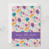 Save The Date Fleurs turquoises de prairie de printemps jaune vi (Dos)