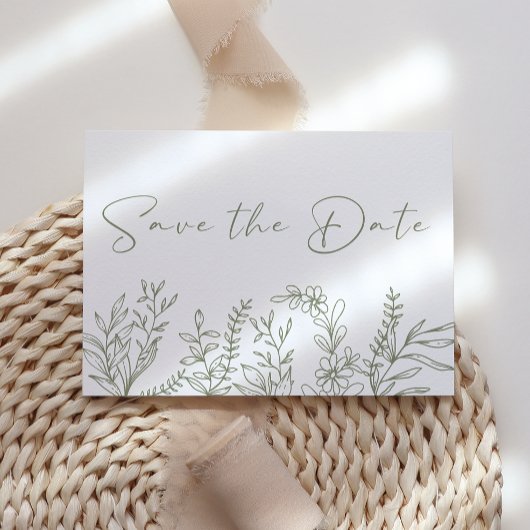Save The Date Fleurs Vert Sauge Boho Enregistrez La Date