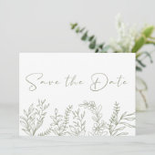 Save The Date Fleurs Vert Sauge Boho Enregistrez La Date (Debout devant)