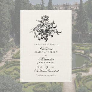 Save The Date Fleurs Vintage Romantique Floral Crème Mariage