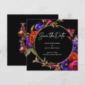 Save The Date Fleurs Violet Rose Orange (Devant / Derrière)