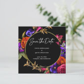 Save The Date Fleurs Violet Rose Orange (Debout devant)