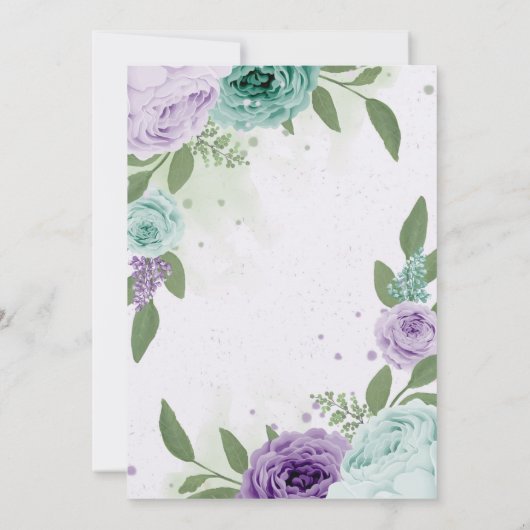 Save The Date fleurs violettes bleues verdure botanique (Dos)