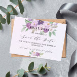 Save The Date Fleurs violettes de fête d'anniversaire<br><div class="desc">Un style moderne et élégant Save the Date pour une fête d'anniversaire marquant. Violet aquarelle, arrière - plan lavande, texte noir. Décoré de fleurs violettes et violettes. Personnalisez et ajoutez une date et un nom. Le texte : Save the Date est écrit avec un grand script de style à la...</div>