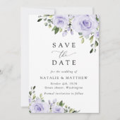 Save The Date Fleurs violettes, Fleurs Lilac, Mariage Floral (Devant)