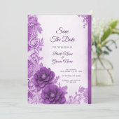Save The Date Fleurs violettes Flore Économisez La Date (Debout devant)