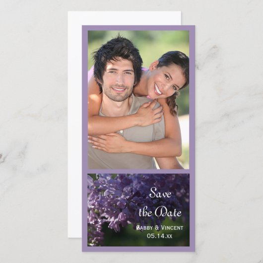 Save The Date Fleurs violettes Lilac Mariage Enregistrer la date (Devant / Derrière)