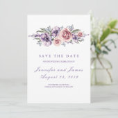 Save The Date Fleurs violettes romantique Enregistrer la date (Debout devant)
