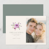 Save The Date Fleurs violettes romantiques (Devant / Derrière)