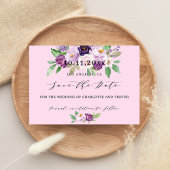 Save The Date fleurs violettes rose mariage