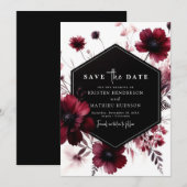 Save The Date Fleurs Whimsical Mariage Bourgogne (Devant / Derrière)