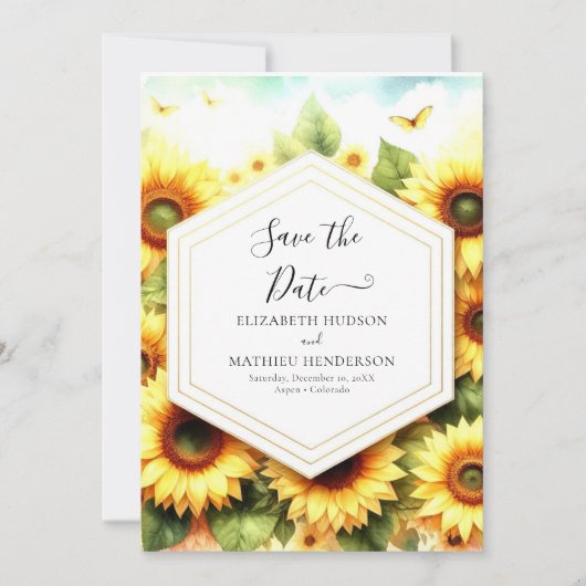 Save The Date Fleurs Whimsical Mariage de tournesol (Devant)