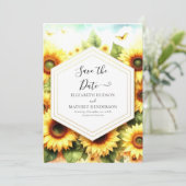Save The Date Fleurs Whimsical Mariage de tournesol (Debout devant)