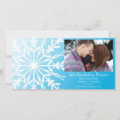 Save The Date Flocon de neige blanc sur le mariage d'hiver bleu  (Devant)