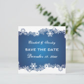 Save The Date Flocon de neige bleu blanc mariage d'hiver Enregis (Debout devant)