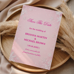 Save The Date Flocon de neige givré rose hiver sérénité