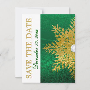 Save The Date Flocon de neige or émeraude vert mariage Enregistr