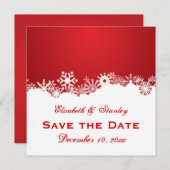 Save The Date Flocon de neige rouge blanc mariage d'hiver Enregi (Devant / Derrière)