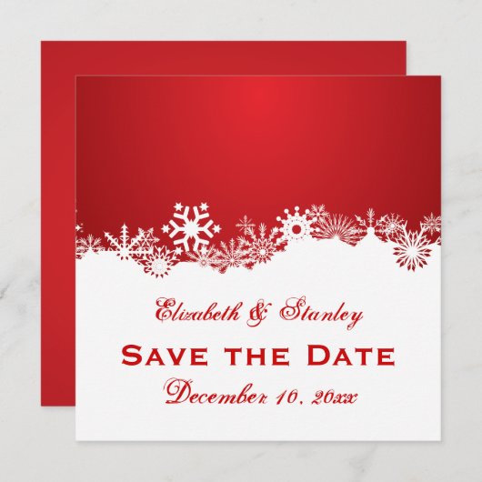 Save The Date Flocon de neige rouge blanc mariage d'hiver Enregi (Devant / Derrière)