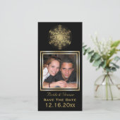 Save The Date Flocon d'or Noir mariage d'hiver Enregistrer la da (Debout devant)