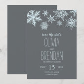 Save The Date Flocons de Givre d'Hiver | Sauvegarder la Date (Devant / Derrière)